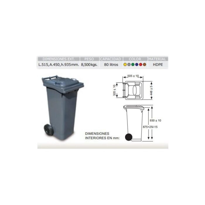 CARRO BASURERO. PEDAL Y ARO 60-80-120L