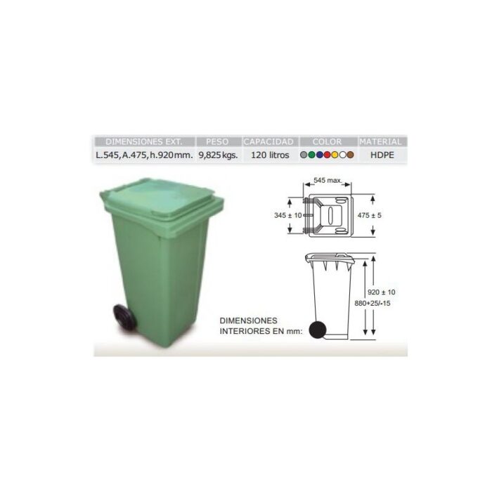 CARRO BASURERO. PEDAL Y ARO 60-80-120L
