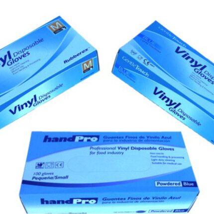 GUANTES VINILO AZULES. Caja 100 uds.