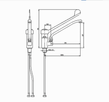 Grifo 2 aguas monomando gerontológico caño largo - Imagen 2